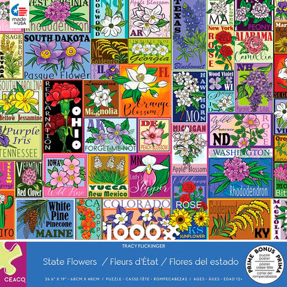 Ceaco - Tracy Flickinger - State Flowers - 1000 Piece Jigsaw Puzzle