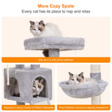 Heybly Cat Tree, Cat Tower for Indoor Cats with Scratching Board, Multi-Level Cat Furniture Condo with Feeding Bowl Light Gray HCT010SW Heybly