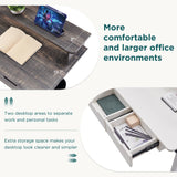 RedLemon L-Shaped Electric Standing Desk, 60 inches Motor Height Adjustable Sit Stand Corner Desk with Led, Large Home Office Desk Computer Workstation, Dark Rustic Oak RedLemon