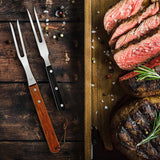 Ponpon 2Pcs Meat Forks Stainless Steel Carving Fork with Wooden Handle Barbecue Fork for Cooking Kitchen (2) Ponpon