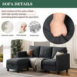 JAMFLY Sectional Sofas Couches for Living Room, L Shaped Couch with Storage Sofa Set, Small Couches for Small Spaces with Movable Ottoman, Black JAMFLY