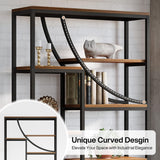 Tribesigns 70.87'' Tall Bookshelf, 9-Tier Industrial Etagere Bookcase, Large Geometric Bookshelves with Open Shelf, Wood & Metal Freestanding Display Shelf for Living Room, Brown & Black Tribesigns