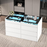 ZORPLIX White Dresser for Bedroom, 8 Drawer Dresser with Glass Top and LED Light, Modern Chest of Drawers, Jewelry Dressers Display, Dressers Organizer for Bedroom, Closet, Living Room ZORPLIX