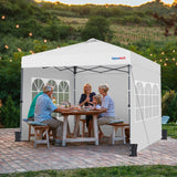 Yaheetech 10x10 FT Pop Up Canopy Tent with 4 Side Walls & One-Push Setup & Roller Bag, Outdoor Heavy-Duty Instant Event Tent for Garden/Wedding/Party, White Yaheetech
