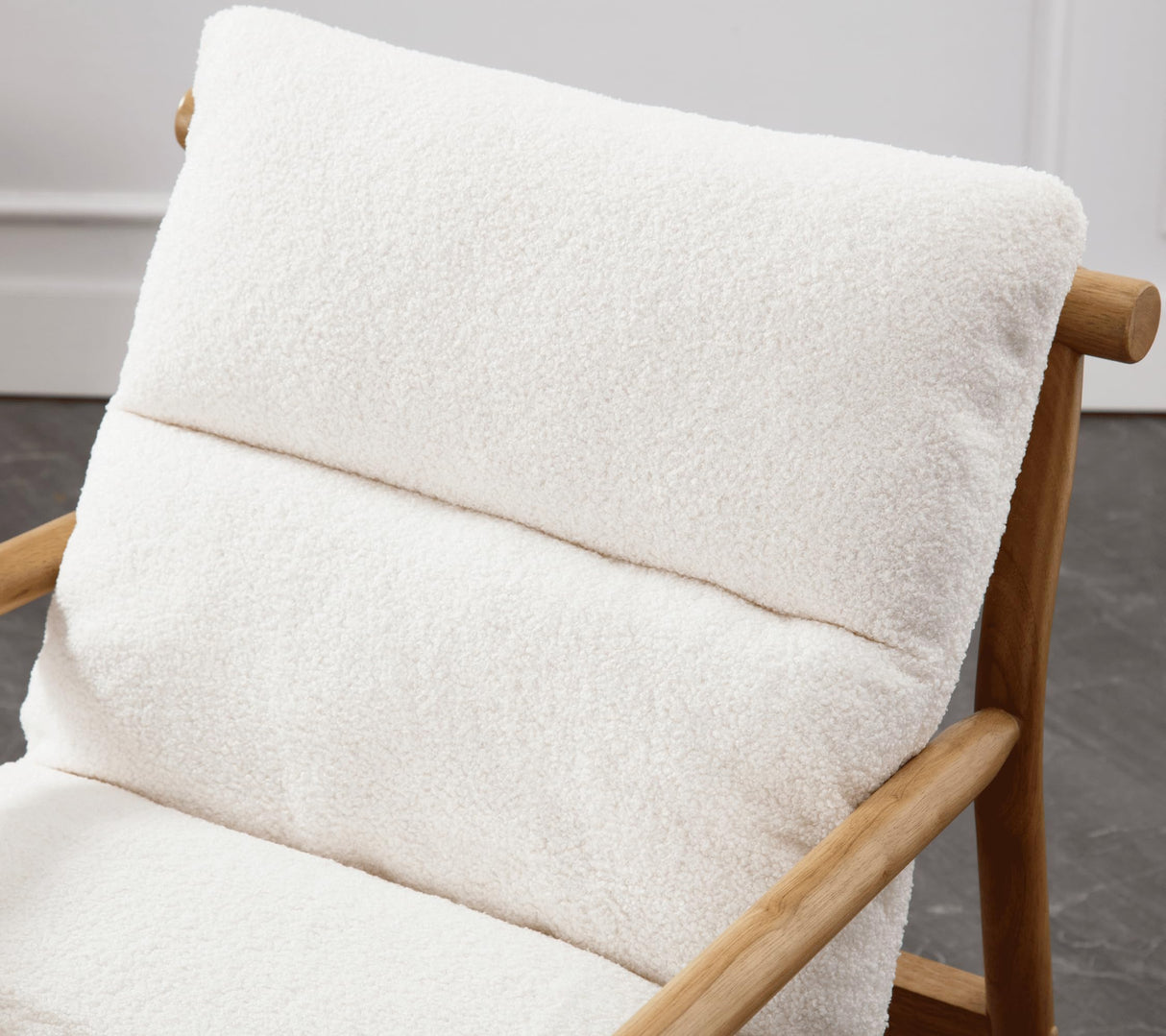 DM Furniture White Sherpa Accent Chair Set of 2 Mid Century Modern Living Room Chairs Comfy Arm Chair with Solid Wood Frame Upholstered Lounge Reading Chair Cozy Recliner for Bedroom/Guest Room DM Furniture