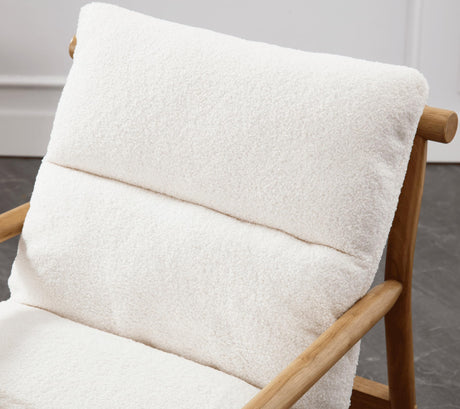 DM Furniture White Sherpa Accent Chair Set of 2 Mid Century Modern Living Room Chairs Comfy Arm Chair with Solid Wood Frame Upholstered Lounge Reading Chair Cozy Recliner for Bedroom/Guest Room DM Furniture