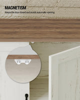 Hzuaneri Freestanding Bathroom Storage Cabinet with Adjustable Shelves and Open Compartments in White Brown Hzuaneri