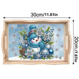DIY Diamond Art Painting Wooden Tray Kit With Handle, Food Tray for Breakfast, Bar Dinner Table Decoration, Diamond Dots Gem Painting Art Set for Beginners-Snowman1 WoodArtSupply