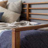 Mid-Century Modern Caramel Wood Spindle Daybed Frame with Headboard and Footboard - Twin Size Walker Edison