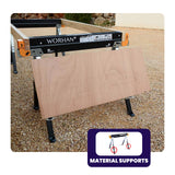 WORHAN Sawhorse Twinpack 2600 lbs Jobsite Table Folding Quickly Adjustable Legs Support Arms Sawing Non Slip Trestle Sawmule Steel Workbench S600A WORHAN