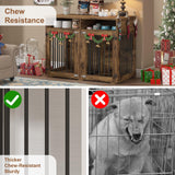 Dog Crate Furniture for 2 Dogs, 41 inch Dog Kennel Furniture with Removable Divider and Shelf Storage, Wooden Indoor Dog Crate for Large/Medium/Small Dogs, Rustic Brown, Farmhouse REVOMINCA