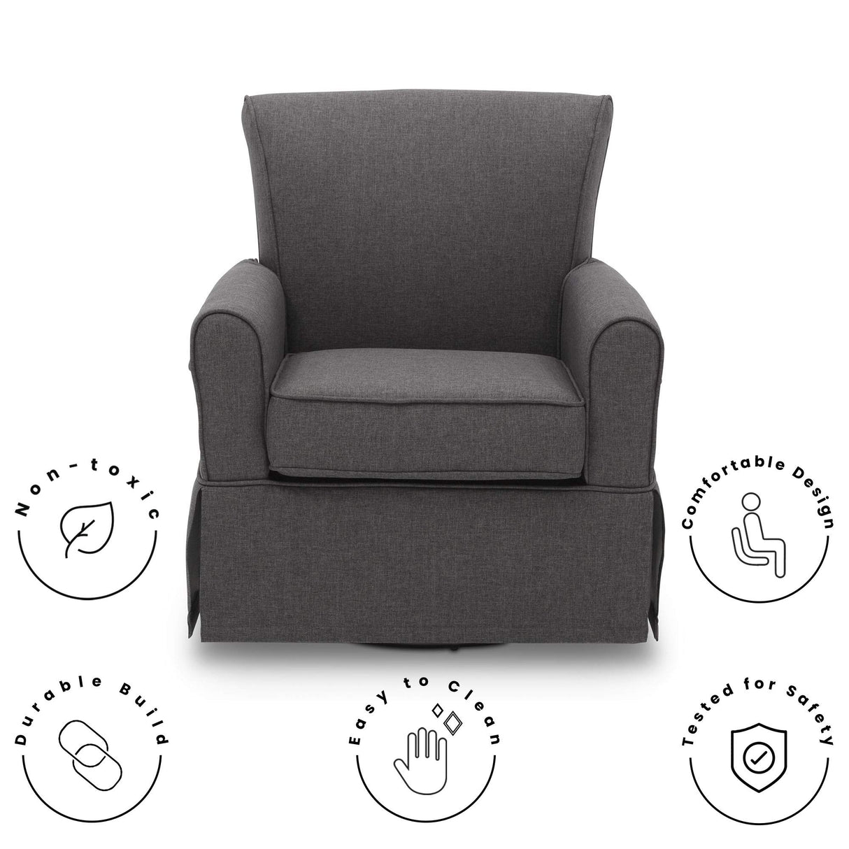 Delta Children Upholstered Glider Swivel Rocker Chair, Charcoal Delta Children