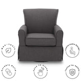 Delta Children Upholstered Glider Swivel Rocker Chair, Charcoal Delta Children