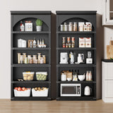 SLEKVERSA Farmhouse Arched Bookcase, 68.7" Tall Bookshelf w/Arche Design, Wooden Arch Bookshelf with Wooden Base, 5 Tier Bookshelves Rustic Vintage Book Shelf for Living Room Office Library (Blcak) SLEKVERSA