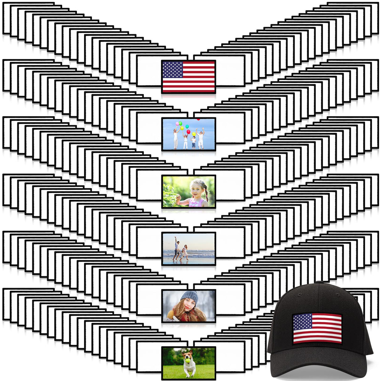 240 Pcs Sublimation Patches Iron on Blank Patches Decorative Blank Patches for Embroidery Hat Backpack Clothes Uniforms DIY Crafts Giegxin