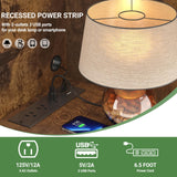 Hyomdeck 67-Inch Tall LED Corner Shelf with Charging Station - 5-Tier Rustic Brown Bookcase for Living Room, Kitchen, or Home Office Hyomdeck