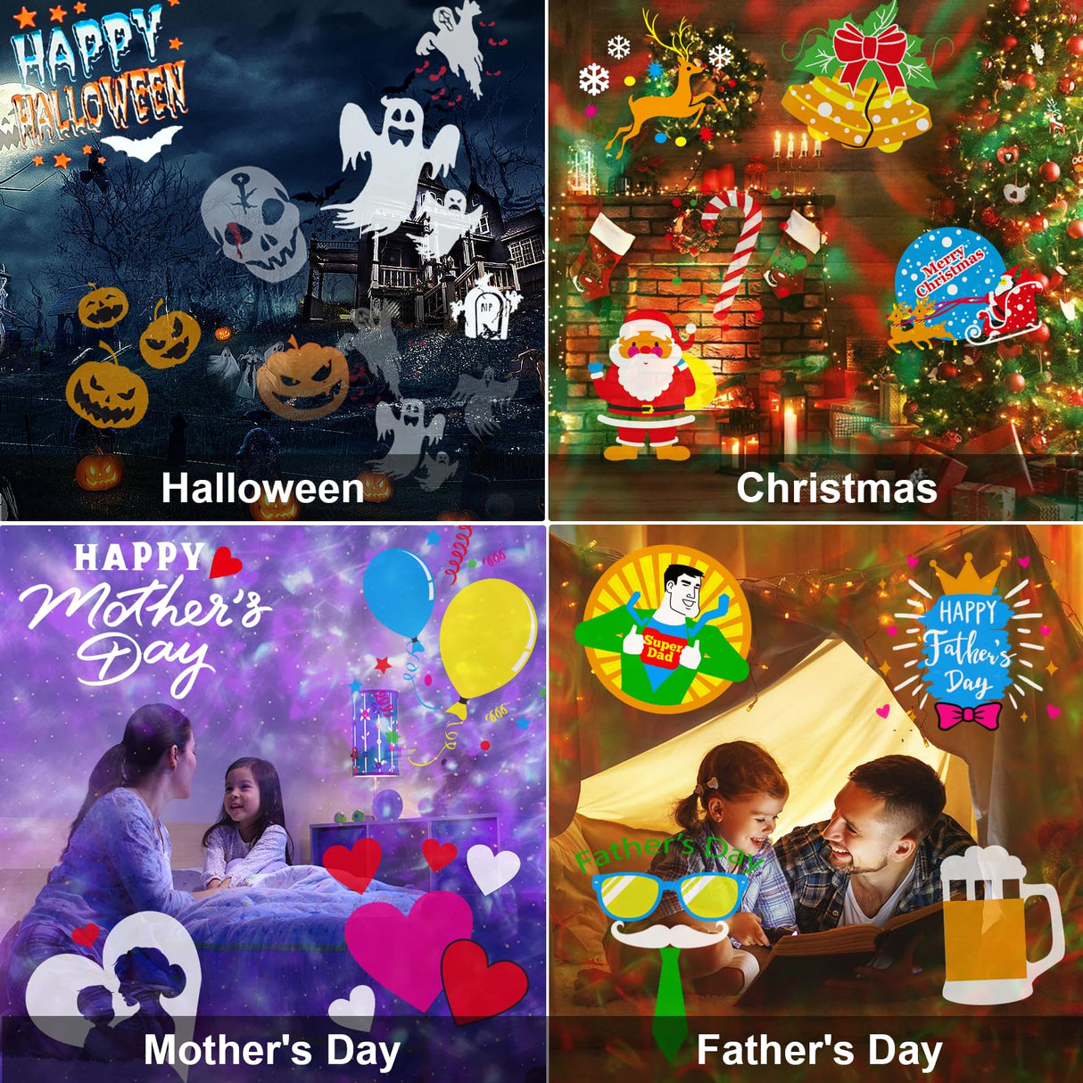 Brighter Halloween Decorations Projector Lights, 2025 Upgraded Holiday Projectors, Christmas Projector with 19 HD Replaceable Slides (Ocean Wave & Patterns), Waterproof Halloween Projector Light Show FLITI