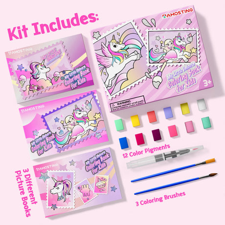 Paint with Water Unicorn Coloring Books for Toddlers,Water Color Paint Set for Teens, Arts and Crafts for Girls Boys Ages 3 4 5 6 7 8+, Birthday Christmas Gift,Travel Toys AMOSTING