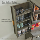 ACCOHOHO Fluted Pantry Cabinet, 72" Tall Modern Storage Cabinet with 4 Doors, Organizer, Drawer and Adjustable Shelves, Wood Cupboard for Kitchen, Dining Room, Living Room and Bathroom, Army Green ACCOHOHO