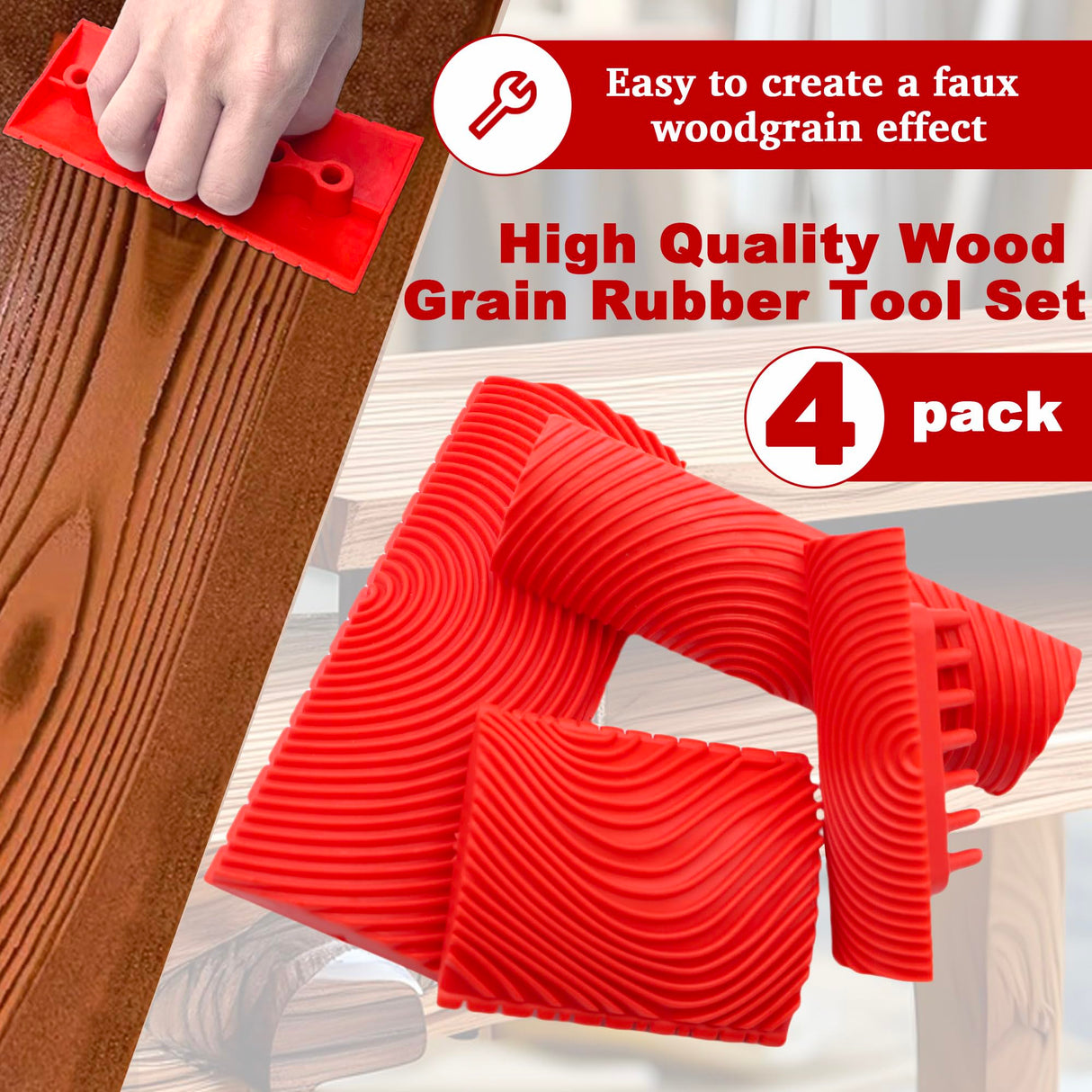 LUTQ Wood Grain Tool - Natural Woodgrain Maker for Decorative Painting Premium Wood Graining Tool Set Enhance Your DIY Projects with Wood Grain Patterns LUTQ