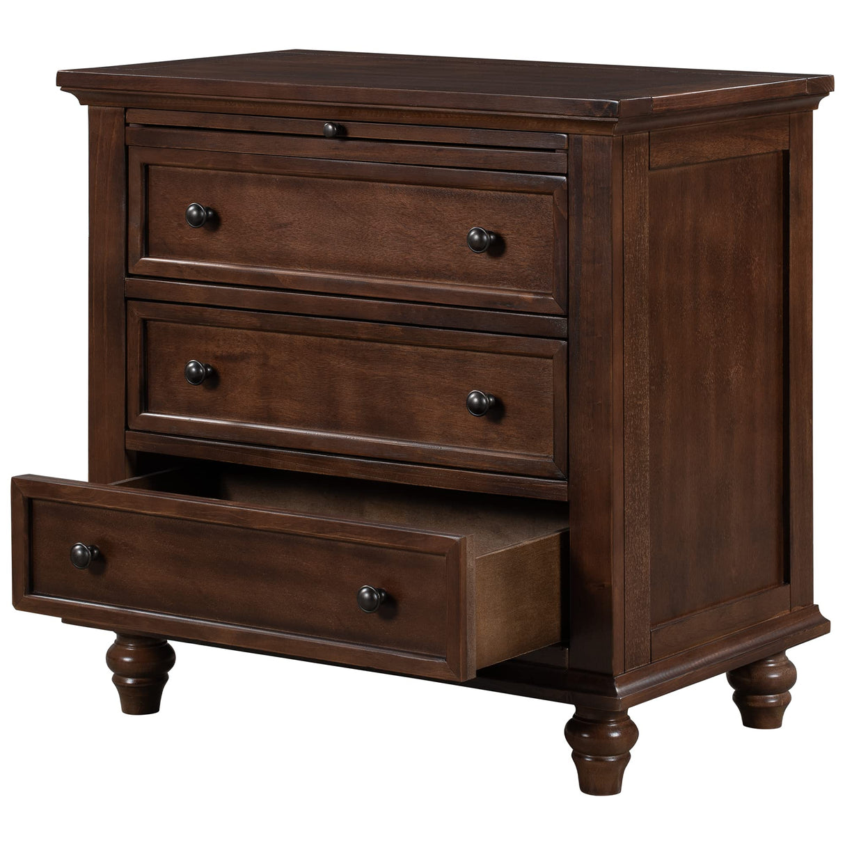 Merax Wood Nightstand with Drawers Set of 2, Bedside End Table with Pull Out Tray, Brown Merax