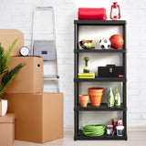 Gracious Living 5 Shelf Fixed Height Ventilated Medium Duty Storage Unit 14 x 32 x 72" Organizer System for Home, Garage, Basement, & Laundry, Black Gracious Living