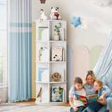 FOLINALA Rotating Bookshelf, Small Corner Bookcase with Storage for Small Space, 4 Tier 360 Spinning Bookshelf Tower, Revolving Book Shelf Organizer for Bedroom, Living Room and Study Room (White) FOLINALA