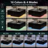 Square Lift Top Coffee Table, 31.5" Wooden Coffee Table with 2 Drawers & Hidden Storage, LED Lights & Charging Station, Mid Century Modern Center Table for Living Room Home Office (Black) YKVIQBY