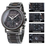 BOBO BIRD Mens Wooden Watches Business Casual Wristwatches Stylish Ebony Wood & Stainless Steel Combined Chronograph BOBO BIRD