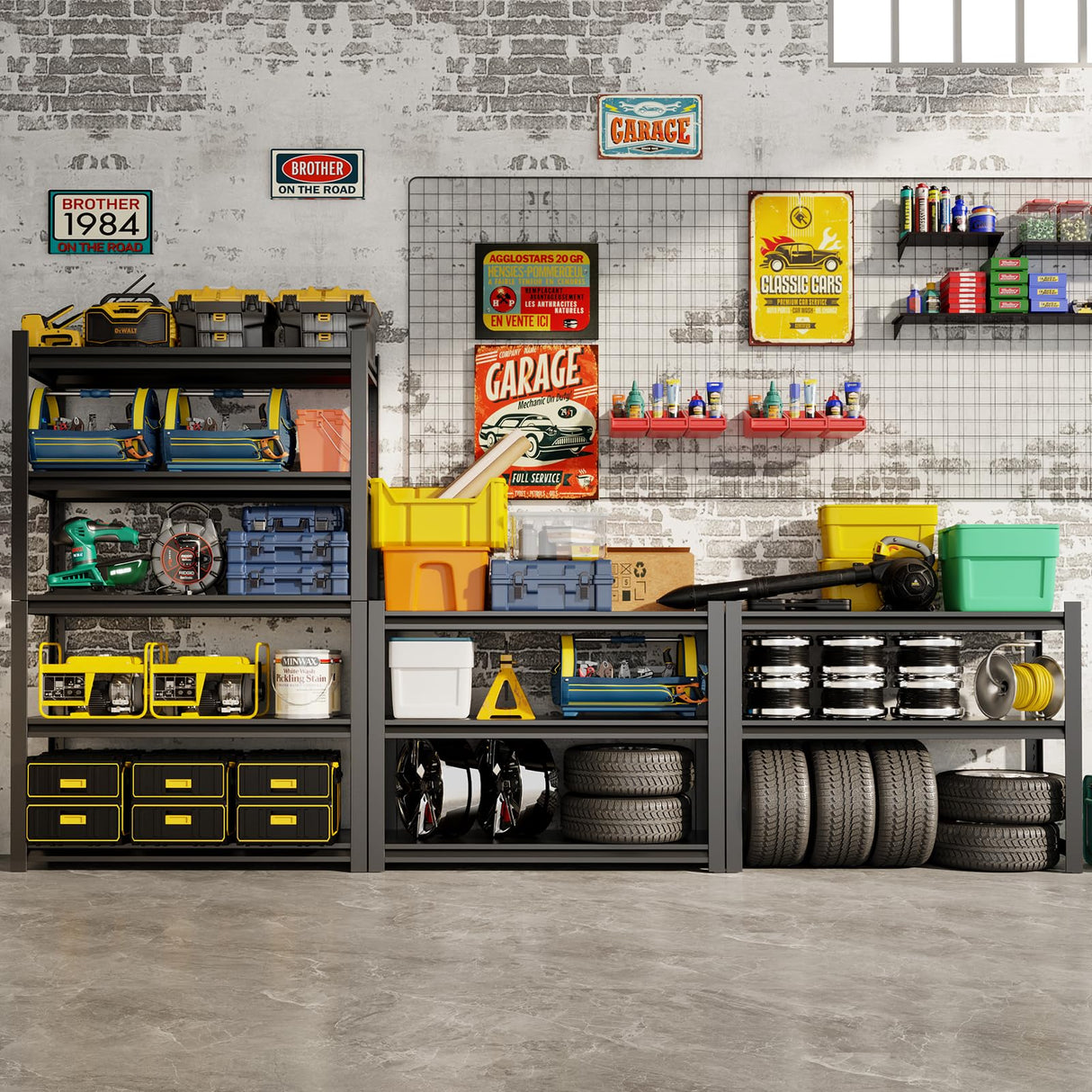 CBCNWR 63''H Garage Storage Shelves, 1600LBS Steel Heavy Duty Storage Shelves, Adjustable 5-Tier Metal Shelf Rack, Heavy Duty Shelving for Garage,Warehouse,Basement,Pantry–Black 23" W x15.7 D x63 H CBCNWR