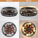 SHIHOT Low Profile Caged Ceiling Fans with Lights and Remote, Flush Mount Ceiling Fan with Light, Bedroom Fan, Small Industrial Black Ceiling Light Fixture, Reversible(Bulbs not Included) SHIHOT