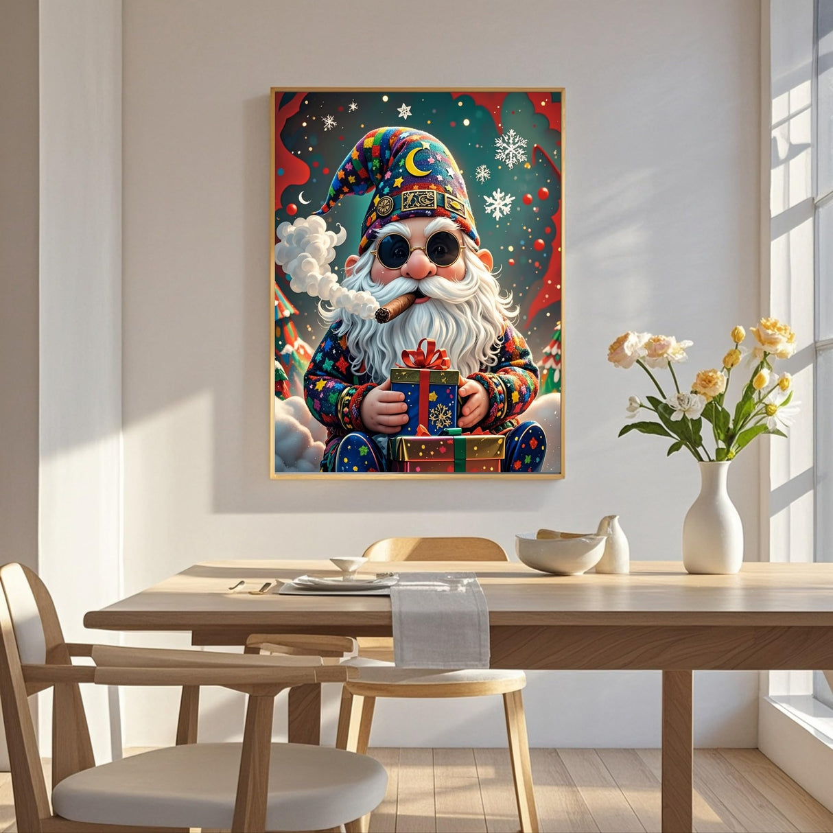 TINDAY Paint by Numbers Kit for Adults Beginner Paint by Number for Adult Gnome Painting by Number for Adults Painting Kits for Adult Christmas Canvas Art Home Decor Santa Claus Wall Art 16x20 in TINDAY