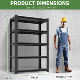 VIYET Garage Shelving,72" H Garage Shelves Heavy Duty, 3000Lbs 5 Tier Adjustable Storage Shelves Suitable for Warehouse, Basement, Workshop, 24" D*48" W *72" H(Black) VIYET