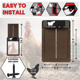 RUN-CHICKEN Door (Brown) Automatic Chicken Coop Door, Programmable with App, Battery Operated, Evening and Morning Delay, Aluminum Door, Electric Chicken Run Door, Model T50 RUN-CHICKEN
