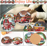 ijbnhd 8 PCS Christmas Diamond Art Coasters Kit, Christmas Truck Diamond Painting Coasters with Holder, Arts and Crafts Supplies Astral 4X4inch (Cork Wooden Pad) ijbnhd