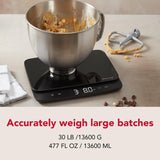 KitchenAid KQ917 High Capacity Glass Surface Digital Kitchen and Food Scale, 30 Pound Capacity and Precision, Grams, Ounces, Pounds, Fluid Ounces & Milliliters, LED, Tare Function, Black KitchenAid
