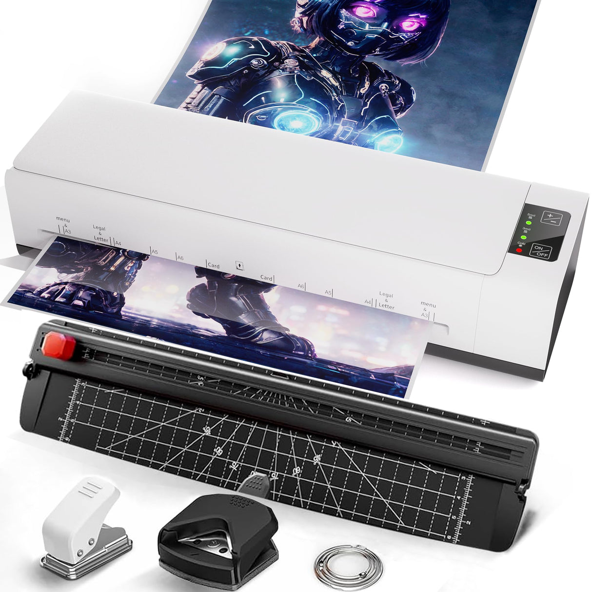 A3 Laminator Machine,13 Inch 9-in-1 Laminating Machine with Laminating Sheets,Thermal Laminator Hot & Cold with Fast Warm Technology for Home,Office or School Supplies,White Chilino