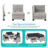 Muphyers 6-Piece Outdoor Patio Furniture Set Wicker Sectional Sofa Set, Patio Conversation Set with Thickened Cushions & Coffee Table for Garden, Backyard, Poolside, Dark Grey Muphyers