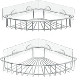 SMARTAKE 2-Pack Corner Shower Caddy, SUS304 Stainless Steel, Wall Mounted Bathroom Shelf with Adhesive, Storage Organizer for Toilet, Dorm and Kitchen (Silver) SMARTAKE