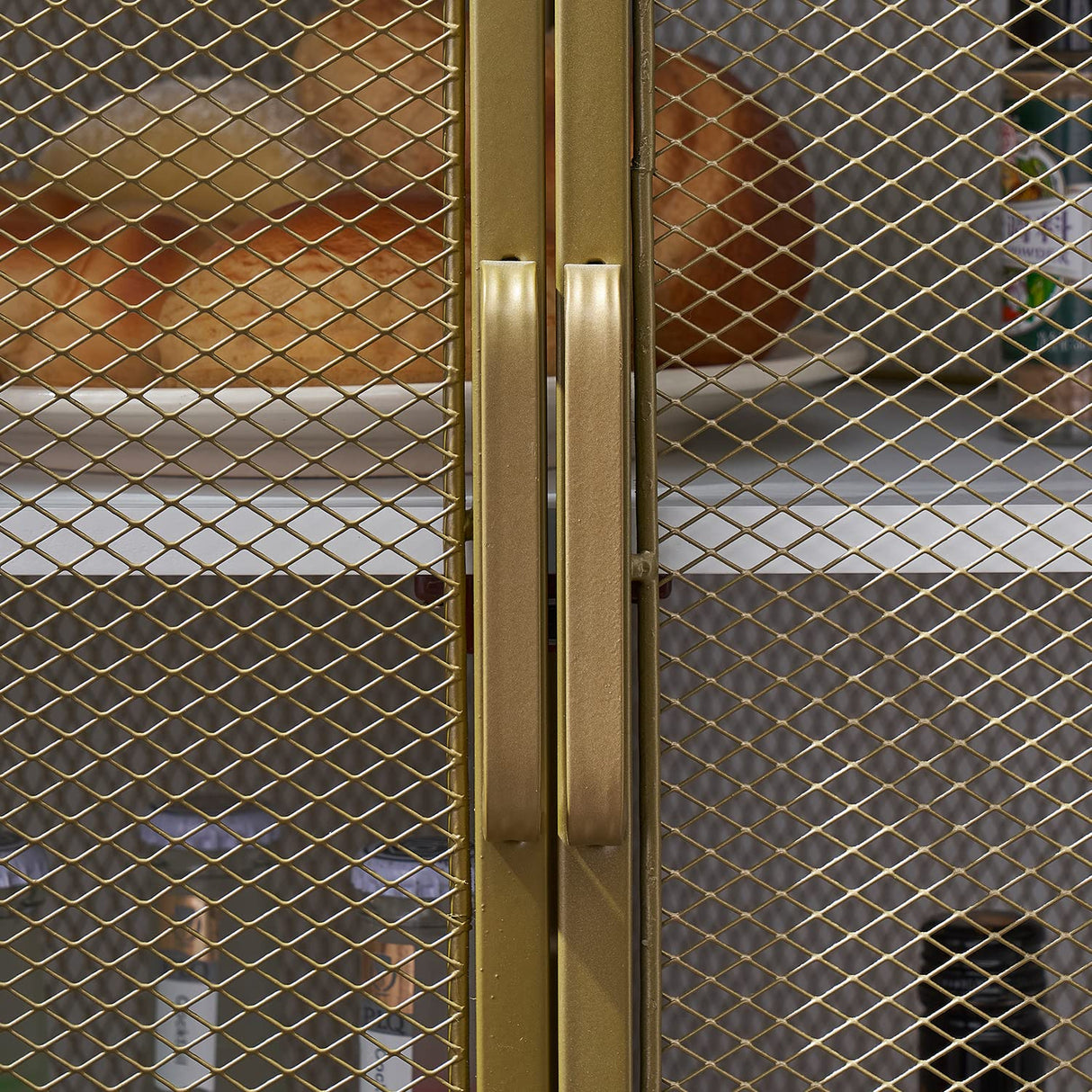 VECELO Corner Cabinet/Table, 3-Tier Shelves with Protection Door, Metal Frame Storage Shelf Organizer for Small Space, Living Room, Kitchen, Bathroom, Set of 1, Gold VECELO