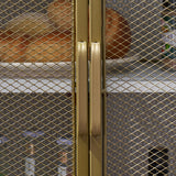 VECELO Corner Cabinet/Table, 3-Tier Shelves with Protection Door, Metal Frame Storage Shelf Organizer for Small Space, Living Room, Kitchen, Bathroom, Set of 1, Gold VECELO