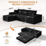 108" Modular Sectional Cloud Sofa - Boneless Couch with Deep Seat, Non Slip Base, Folding Sofa Sectional Couches for Living Room, Cozy Modular Couch with L-Shape Chaise, No Assembly Required, Black CozyMine