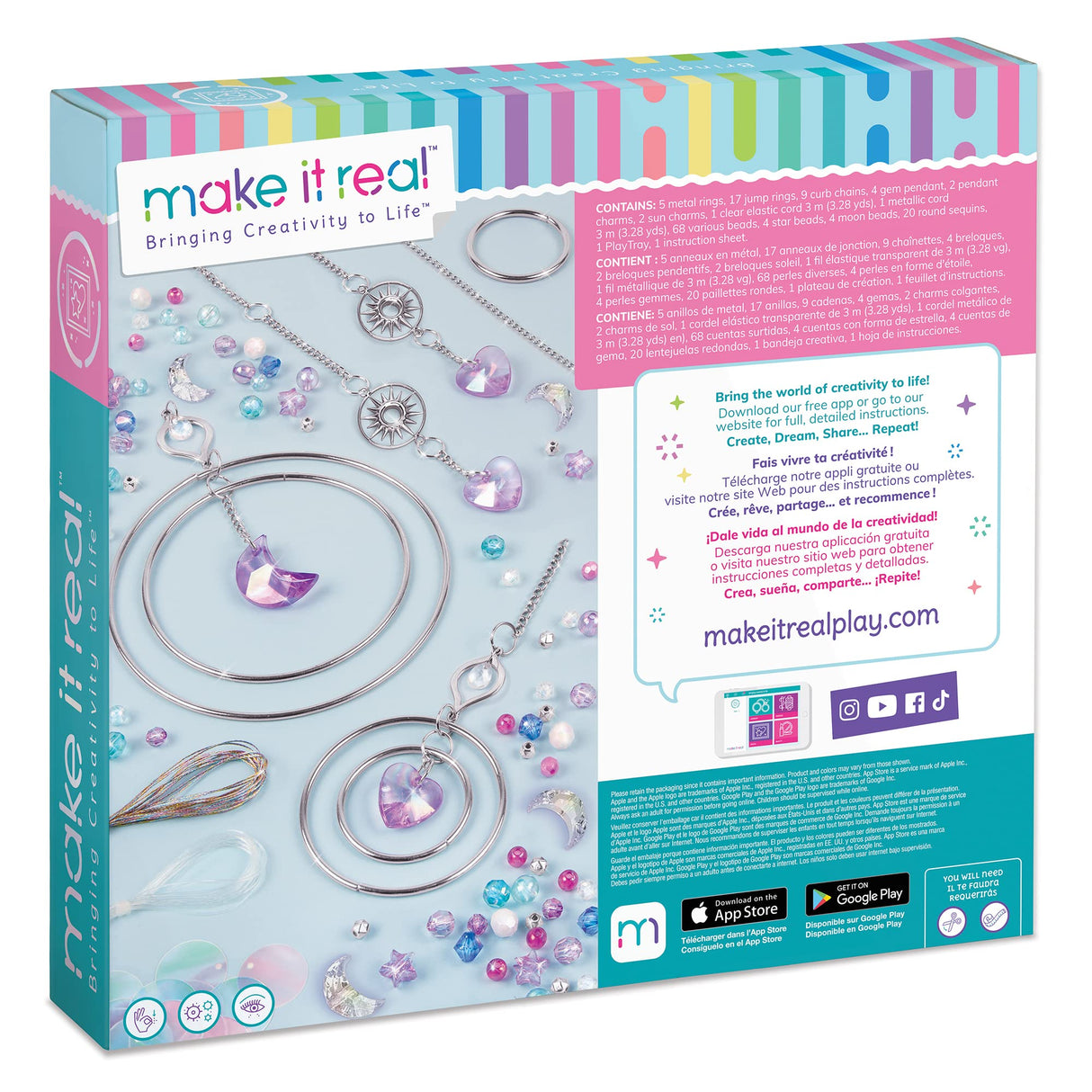 Make It Real: DIY Crystal Suncatcher - Silver, Purple & Soft Hues, Craft Your Own Beautiful Suncatcher, 139 Pieces Included, All-in-1 DIY Kit, Bedroom Décor, Tweens & Girls, Arts & Crafts, Ages 8+ Make It Real