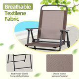 Vongrasig 6 Pieces Folding Patio Dining Set, All Weather Small Metal Outdoor Table and Chairs Set, Patio Furniture Set w/Umbrella, Glass Table & 4 Folding Chairs for Garden, Lawn, Backyard, Brown Vongrasig