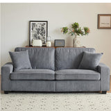 VINGLI 83" Modern Loveseat Sofa Couches for Living Room, Dark Gray Cloud Feel Comfy Sofas Deep Seat Couch Corduroy Sofa with Wide Armrest, USB Charging Port, 2 Throw Pillows VINGLI