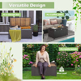 Tangkula 45 Gallon Outdoor Storage Bench, Mix Brown Rattan Storage Container with Zippered Liner, Acacia Wood Top Lid, Sturdy Gas Strut Support, 3-in-1 Multifunctional Deck Box for Front Porch, Garden Tangkula