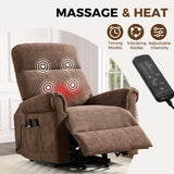 HAOMARKETS Power Lift Recliner Chair with Massage and Heat for Elderly, Electric Recliners with Remote Control,Soft Fabric Upholstered Reclining SingeSofa with Side Pocket for Living Room, Brown HAOMARKETS