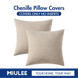 MIULEE Pack of 2 Beige Decorative Pillow Covers 18x18 Inch Soft Chenille Couch Throw Pillows Farmhouse Cushion Covers for Home Decor Sofa Bedroom Living Room MIULEE