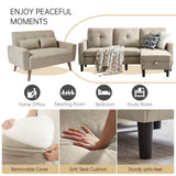 Pingliang Home 2 Piece Comfy Couch Set, 3 Seater & 2-Seater Sofa and Loveseat Set with Ottoman, Modern Sofa Sets for Living Room/Apartment/Office, Beige Pingliang Home