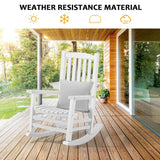 Hupmad Wooden Rocking Chair Rocker Outdoor Oversized Porch Rocker Chair,Patio Wooden Rocker with High Back and Armrest,All Weather Rocker Slatted for Backyard,Garden,400 lbs Support,White Hupmad